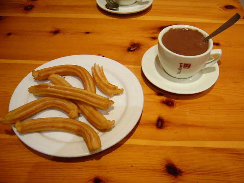 churros with chocolate in the afternoon