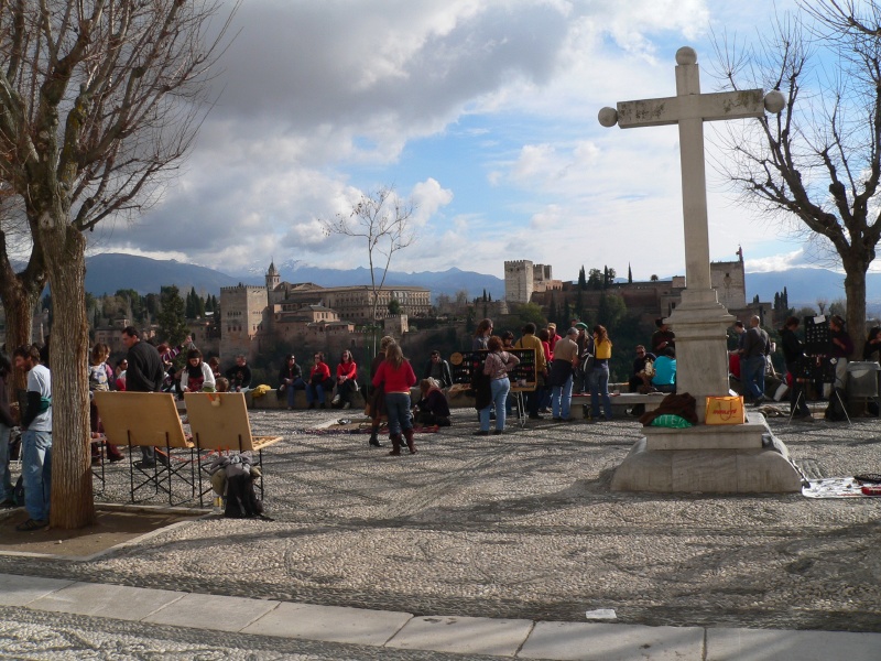 hippie central, plaza with great view of Alhambra