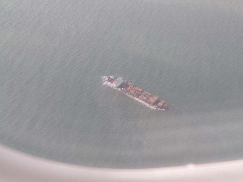 flight back to Exeter, passing right over that wrecked cargo ship off the coast