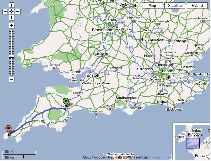 3 hours to Penzance and Land's End
